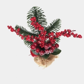 Christmas Berries in Burlap With Snow 28cm