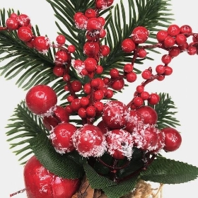 Christmas Berries in Burlap With Snow 28cm