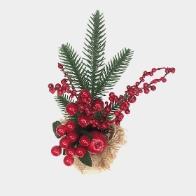 Christmas Berries in Burlap 28cm