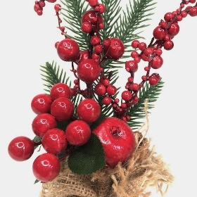 Christmas Berries in Burlap 28cm