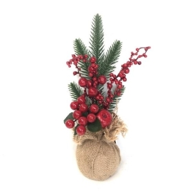 Christmas Berries in Burlap 28cm