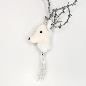 White Hanging Reindeer Head 26cm