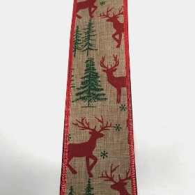 Reindeer Wired Ribbon 63mm