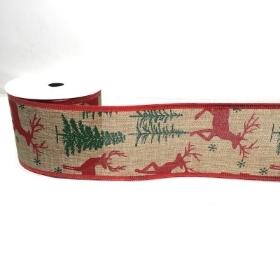 Reindeer Wired Ribbon 63mm