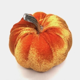 5 Gold Brown Velvet Pumpkins in Bag