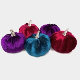 5 Purple Blue Velvet Pumpkins in Bag