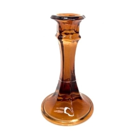 Mocha Glass Genevive Candlestick 16cm