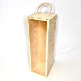 Natural Single Bottle Wooden Box 35cm