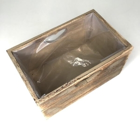 Oak Effect Heart Crate 12cm