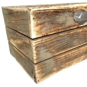 Oak Effect Heart Crate 12cm