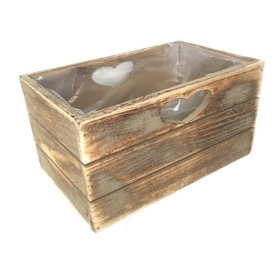 Oak Effect Heart Crate 12cm