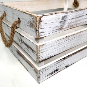 White Rope Handled Crate 16cm