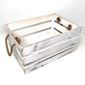 White Rope Handled Crate 16cm