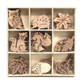 36 x Wooden Autumn Shapes