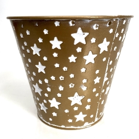 Gold Star Round Christmas Pot 10cm