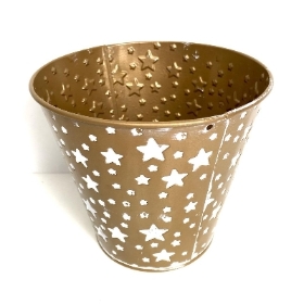 Gold Star Round Christmas Pot 10cm