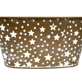 Gold Star Oval Christmas Planter 11cm