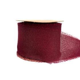 Burgundy Frayed Boho Chiffon Ribbon 5yds