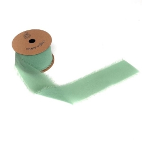 Sage Frayed Boho Chiffon Ribbon 5yds