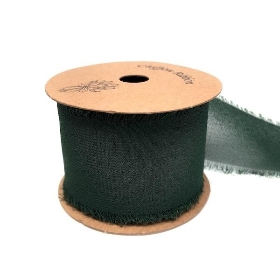 Dark Green Frayed Boho Chiffon Ribbon 5yds