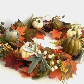 Lambs Ear & Pumpkin Wreath 60cm