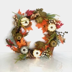 Lambs Ear & Pumpkin Wreath 60cm