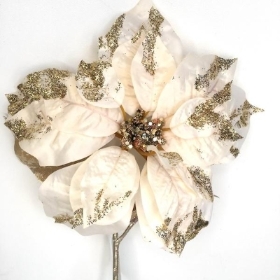 Cream Glitter Poinsettia 53cm