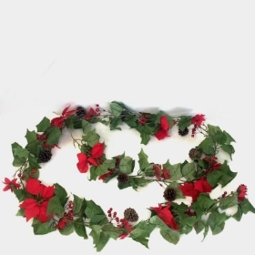 Poinsettia & Cone Garland 270cm