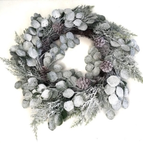 Glittered Eucalyptus Wreath 50cm