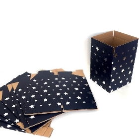 Navy & Silver Star Flower Box x 10