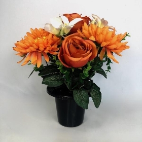 Orange Rose Grave Pot 28cm