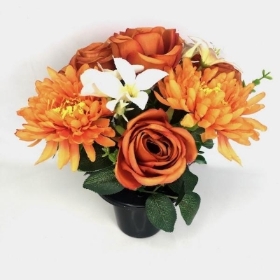 Orange Rose Grave Pot 28cm