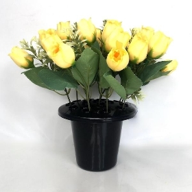 Yellow Rose Mix Grave Pot 28cm