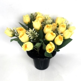 Yellow Rose Mix Grave Pot 28cm