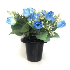 Blue Rose Mix Grave Pot 28cm