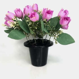 Lilac Rose Mix Grave Pot 28cm