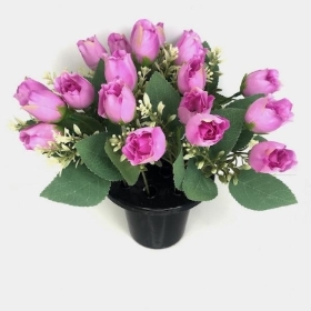 Lilac Rose Mix Grave Pot 28cm