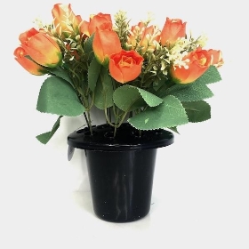 Orange Rose Mix Grave Pot 28cm