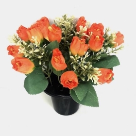 Orange Rose Mix Grave Pot 28cm