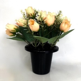 Cream Rose Mix Grave Pot 28cm