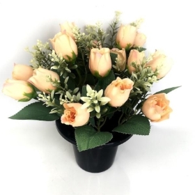 Cream Rose Mix Grave Pot 28cm