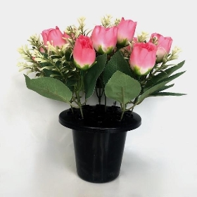 Pink Rose Mix Grave Pot 28cm