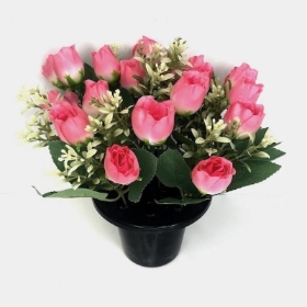 Pink Rose Mix Grave Pot 28cm