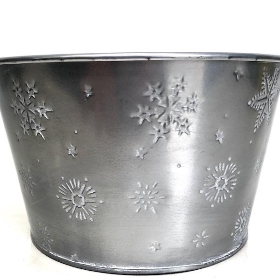 Round Silver Snowflake Planter 11cm