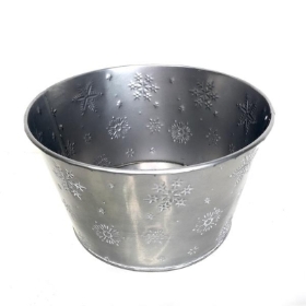 Round Silver Snowflake Planter 11cm