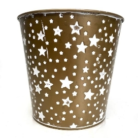 Gold Star Round Christmas Pot 15cm