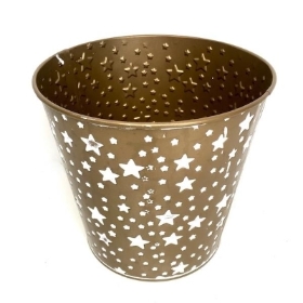 Gold Star Round Christmas Pot 15cm