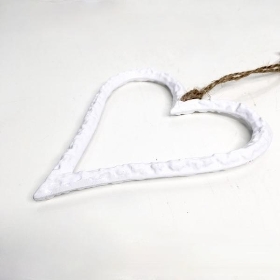 White Enamel Hanging Heart 13cm