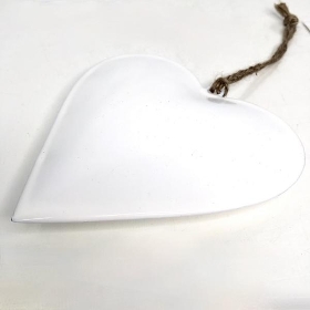 White Enamel Hanging Heart 13cm