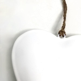 White Enamel Hanging Heart 13cm